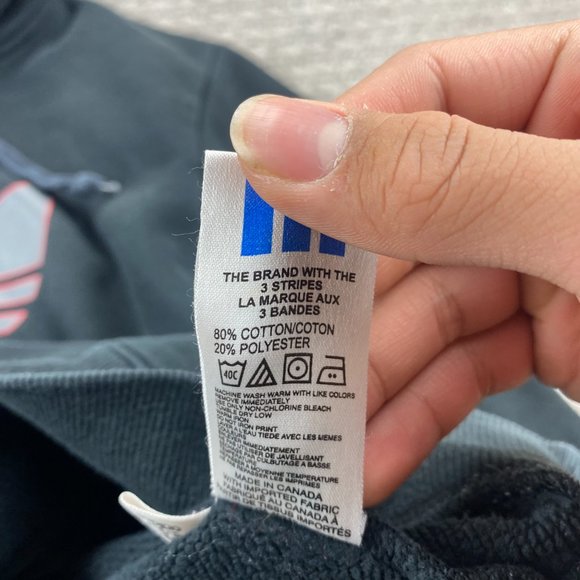 Adidas Sweater Women Large L Black Hoodie Pullover Sweatshirt Gray Red Logo - Picture 4 of 8